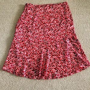 Red, white, pink, & black skirt with flounce